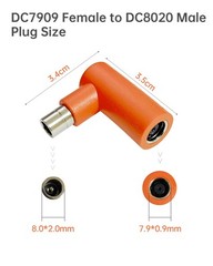 DC 7909 to DC 8020 Adapter 90-Degree Right Angle, DC7909 Female to DC8020 Mal…