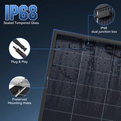 N-Type 200W Bifacial Solar Panel 12V Battery Home PV Off-Grid Boat Power Charger