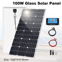 100W Solar Panel Kit 12V Monocrystalline Panel 10A Controller for RV Boat Camp