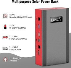 65W Portable Power Station Bank Solar Generator 30W Solar Panel Camping Charger