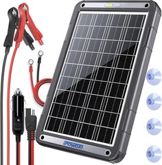 POWOXI 15W 12V Solar Battery Charger Trickle Maintainer Kit for Car MPPT Charge