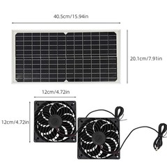 Solar Powered Fan Waterproof 30W Solar Panel Dual Exhaust Fan for Chicken Coop