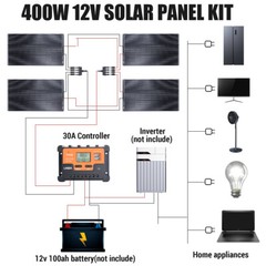 400W 200W 100W 12V Flexible Solar Panel Kit w/Controller for RV Camping Rooftop