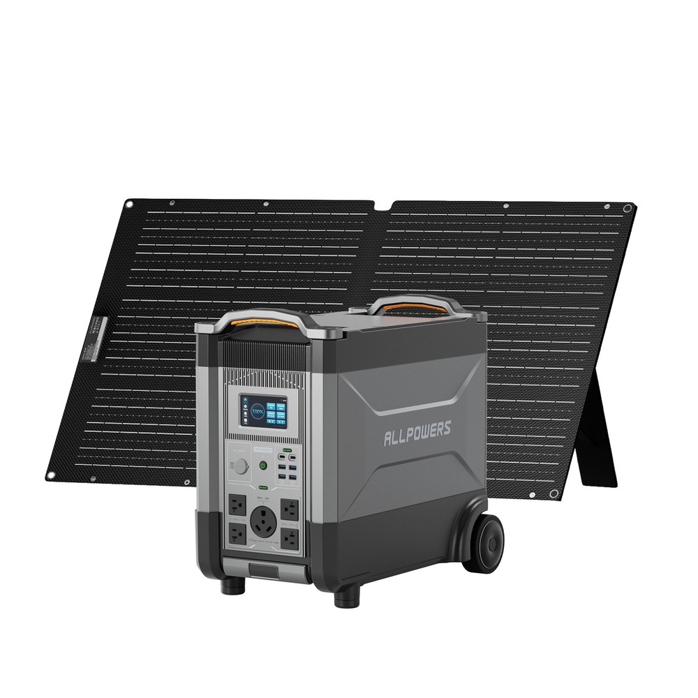 ALLPOWERS 4000W Portable Battery Power Station Generator AC DC 100W Solar Panel