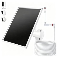 6W Solar Charger for Ring Camera – USB-C & Barrel Plug, Waterproof, 9.8ft Cable