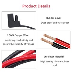 3.3 FT SAE Connector 10AWG Pure Copper SAE Extension Cable to Ring Terminal, …