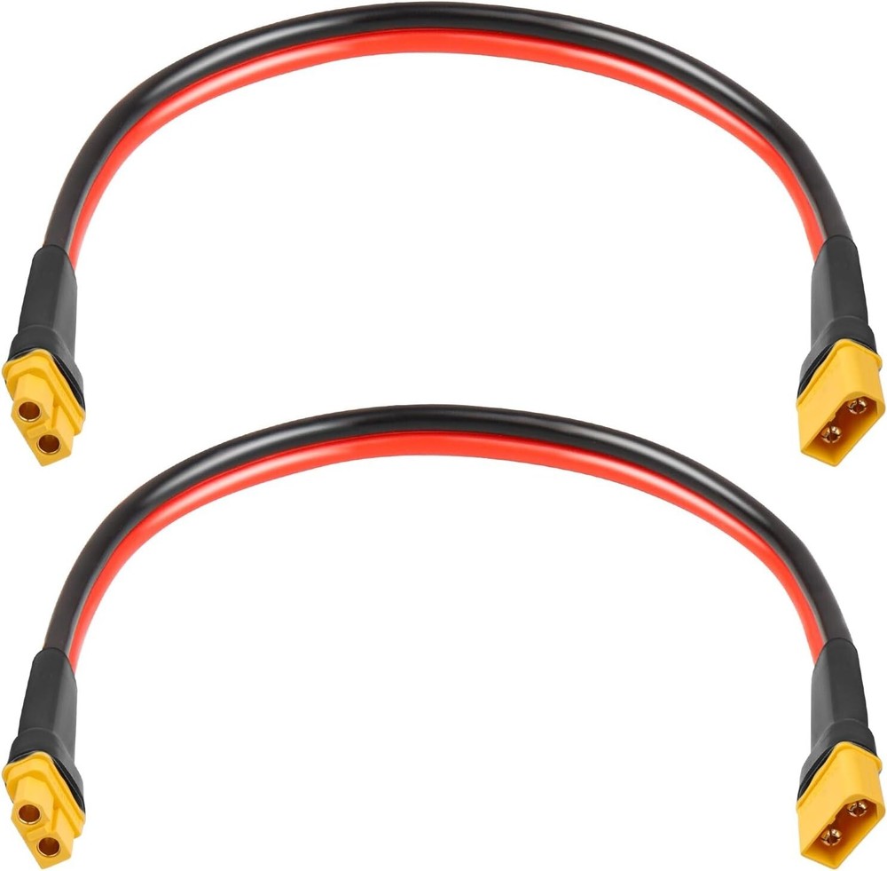 XT60 Extension Cable 1FT 2PCS, 10AWG Tinned Copper Wire with XT60 Male to Fem…