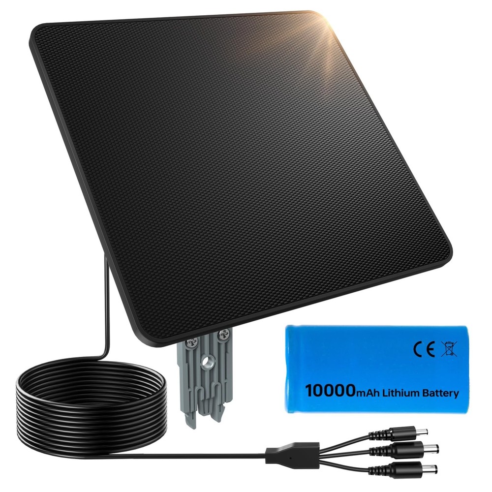 Solar Panel for Trail Cameras, 6W Charger with 10000mAh Battery, IP67 Waterproof