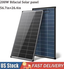 200W Solar Panel Bifacial Monocrystalline N-Type 12V PV Home Roof RV Battery US