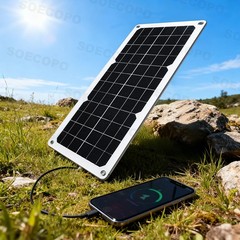 SOECOPO 150W Monocrystalline Solar Panel with USB/Type-C/DC Triple Output for Ca