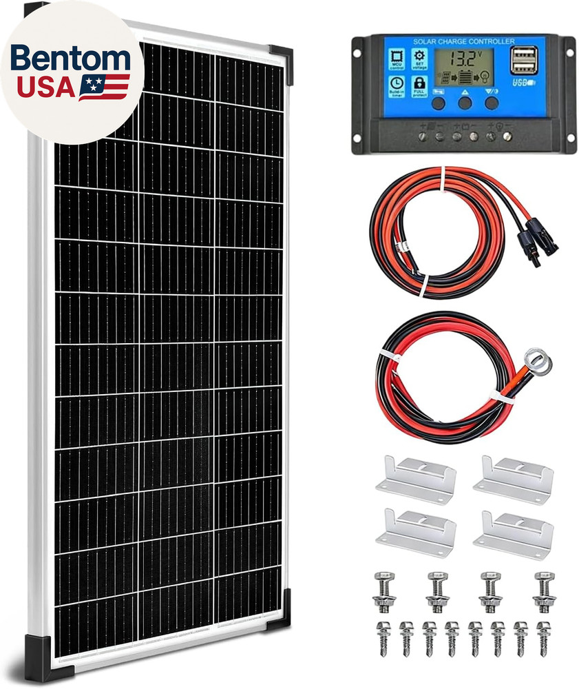 Solar Panel Kit 100W 12V Monocrystalline,Battery Maintainer +20A Solar Charge Co