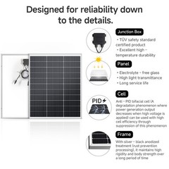 200W Monocrystalline Solar Panel Portable for RV Van Off Grid Home Camping