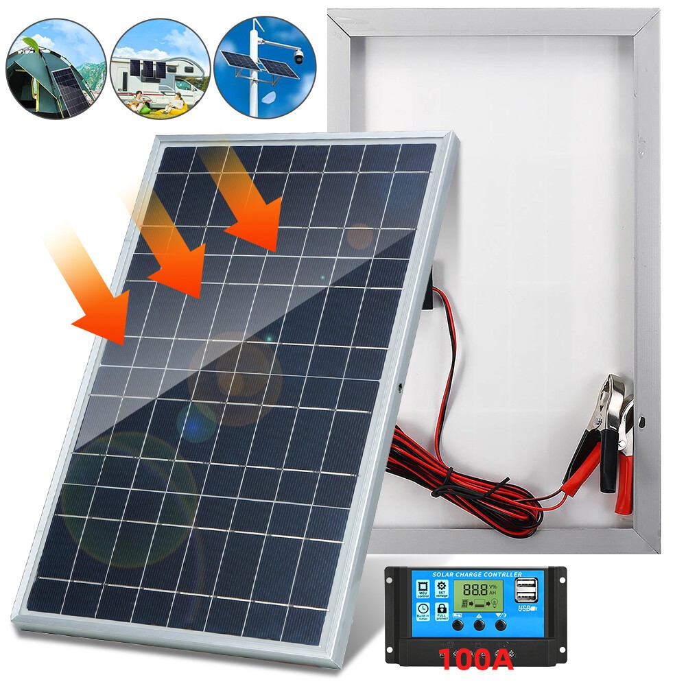 10W Solar Panel 12V Trickle Charger Battery Charger Kit Maintainer Boat Car RV