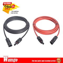 Solar Panel Extension Cable Wire Connector 12AWG 10ft 1Pair Black + Red New