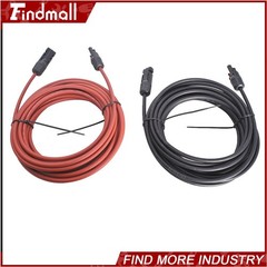 Findmall 1Pair 10AWG Black + Red 30FT Solar Panel Extension Cable Wire Connector