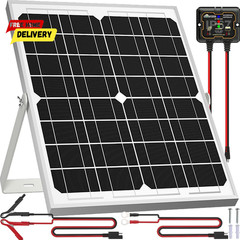 Solar Panel Kit 20W 12V, Waterproof Solar Battery Trickle Charger Maintainer + S