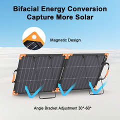 2x 100W Solar Panel Charger Bifacial IP68 for Ecoflow Portable Power Stations