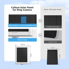 Solar Panel Charger for Ring Camera – IP68 Waterproof, 13ft Cable, USB-C Adapter