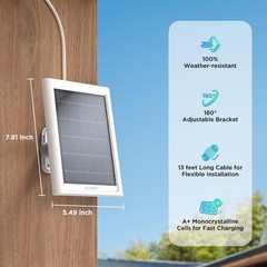 Solar Panel Charger for Ring Camera – Waterproof 13ft Cable, USB-C Adapter, Outd