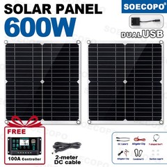 600W Dual Solar Panel Kit – 2 x300W Portable PV Panels for RV Camping