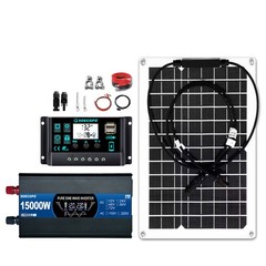 15000W Peak Solar System Kit Flexible Panel 100A Controller 12V To 110V 220V
