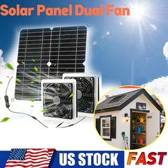 Solar Powered Dual Exhaust Fan Solar Panel Fan 25W For Greenhouse Shed Attic