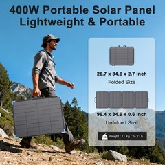 E-POWO Portable Bifacial Solar Panel 400W 220W 110W Watt for Camping RV Off Gird