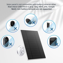 5W Solar Panels for Security Camera, Solar Panel with Micro USB & USB-C Port …