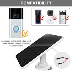 Solar Panel Charger 4W for Ring Video Doorbell 4/3/2 Solar Charger W/Power Cable