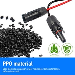 Solar Panel Extension Cable Wire Solar Connectors 10 AWG PV Cable Black & Red
