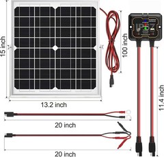 Kit de panel solar de 20 W y 12 V, cargador de batería solar, mantenedor, contro