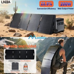 200W 22V ETFE Solar Panel Portable Foldable IP68 For Outdoor Camping RV Van Trip