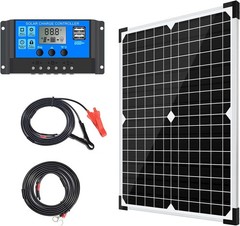 20W 12V Monocrystalline Solar Panel Kit with Charge Controller & Cables for R…