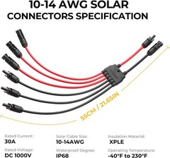 BougeRV Solar Parallel Connectors for 2-3 Solar Panels, 2 to 6 Y Branch 10AWG Ad