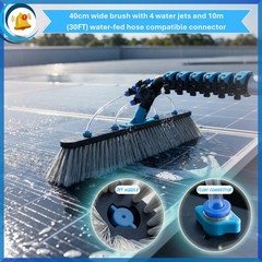 Solar Panel and Window Cleaning Kit with 18ft Extendable Pole, 2 Water Fed Br…