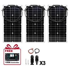 100A Controller 3000W 3 x 40W Solar Panel Set for RV/Outdoor Power