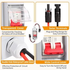 Solar Panel Disconnect Switch 32A DC 500V Waterproof Circuit Breaker Box Outdoor