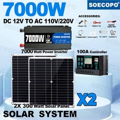 Complete 7000W Off-Grid Solar Kit 7000W Inverter 2pcs 300W Solar Panels 110V/2ta