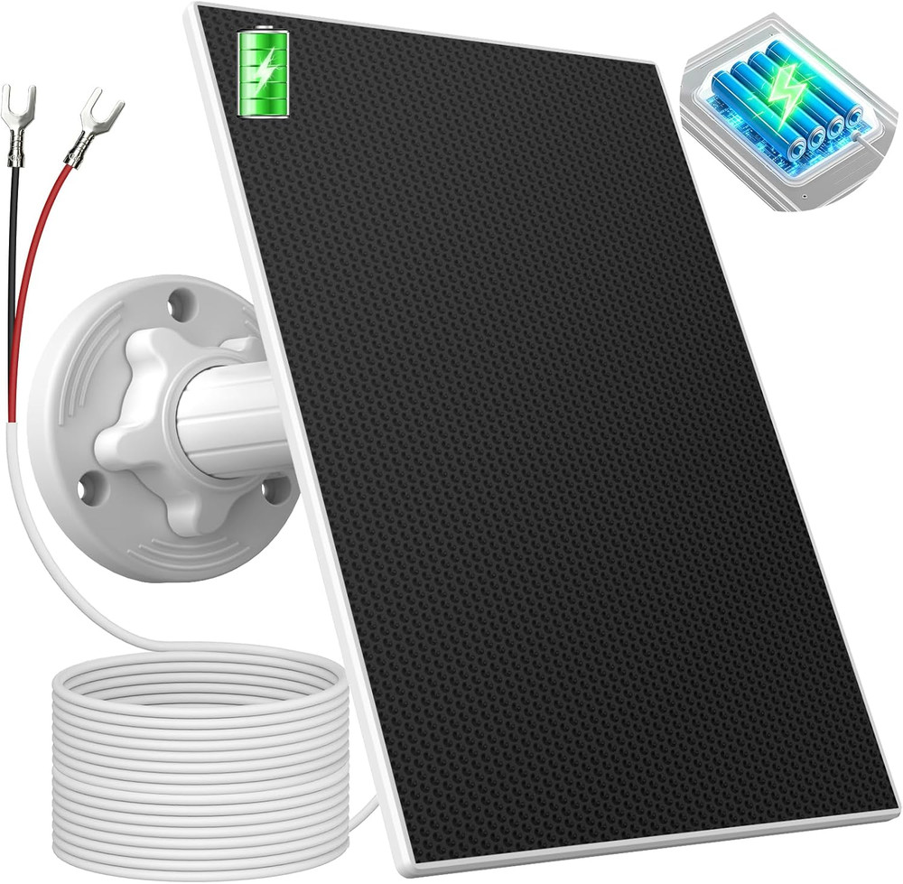 Solar Panel Charger for Ring Doorbell, Built-In 4000Mah Battery for Cloudy Days,