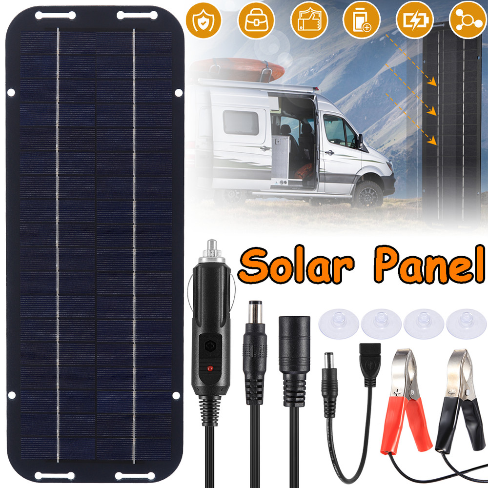 12V 30W Portable Solar Panel Trickle Charger Battery Maintainer Kit for Car Boat