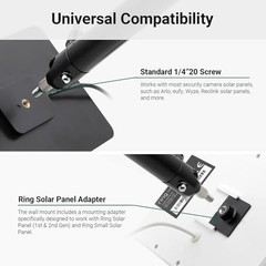 Universal Solar Panel Wall Mount for Ring, Eufy, Arlo, Wyze, Reolink – Adjustabl
