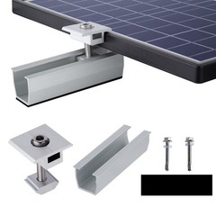 Universal Solar Panel Mounting Fixing Kit Rail Brackets End/Mid Clamp 30mm/35mm