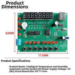 DIY Kit Temperature Humidity Controller PCB Board Components 5V DC USB Input