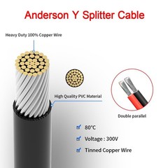 Solar Splitter Cable Anderson 1FT 12AWG Power Station