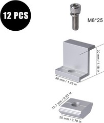 12pcs Aluminum Solar Panel Brackets – Durable Z-Clamps for Easy Installation
