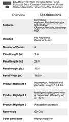 EcoFlow 160W Portable Solar Panel Kit for Power Station outdoors EF-FLEX-160 NIB