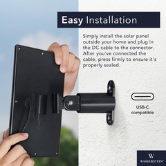 Outdoor Solar Panel for Always-On Power, Compatible with All Ring Camera Models