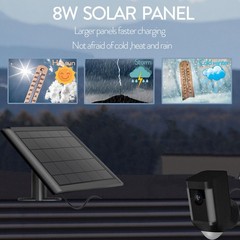 8W Solar Panel Charger for Ring Camera, 9.8inch Camcorder Solar Panel with 10…