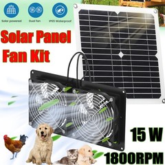 Waterproof 15W Solar Panel 1800RPM Silent Exhaust Fan Kit for Shed Chicken Coop
