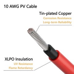 Solar Parallel Connector Y Splitter 1Y2 10 AWG Solar Cable Connector Red-Black